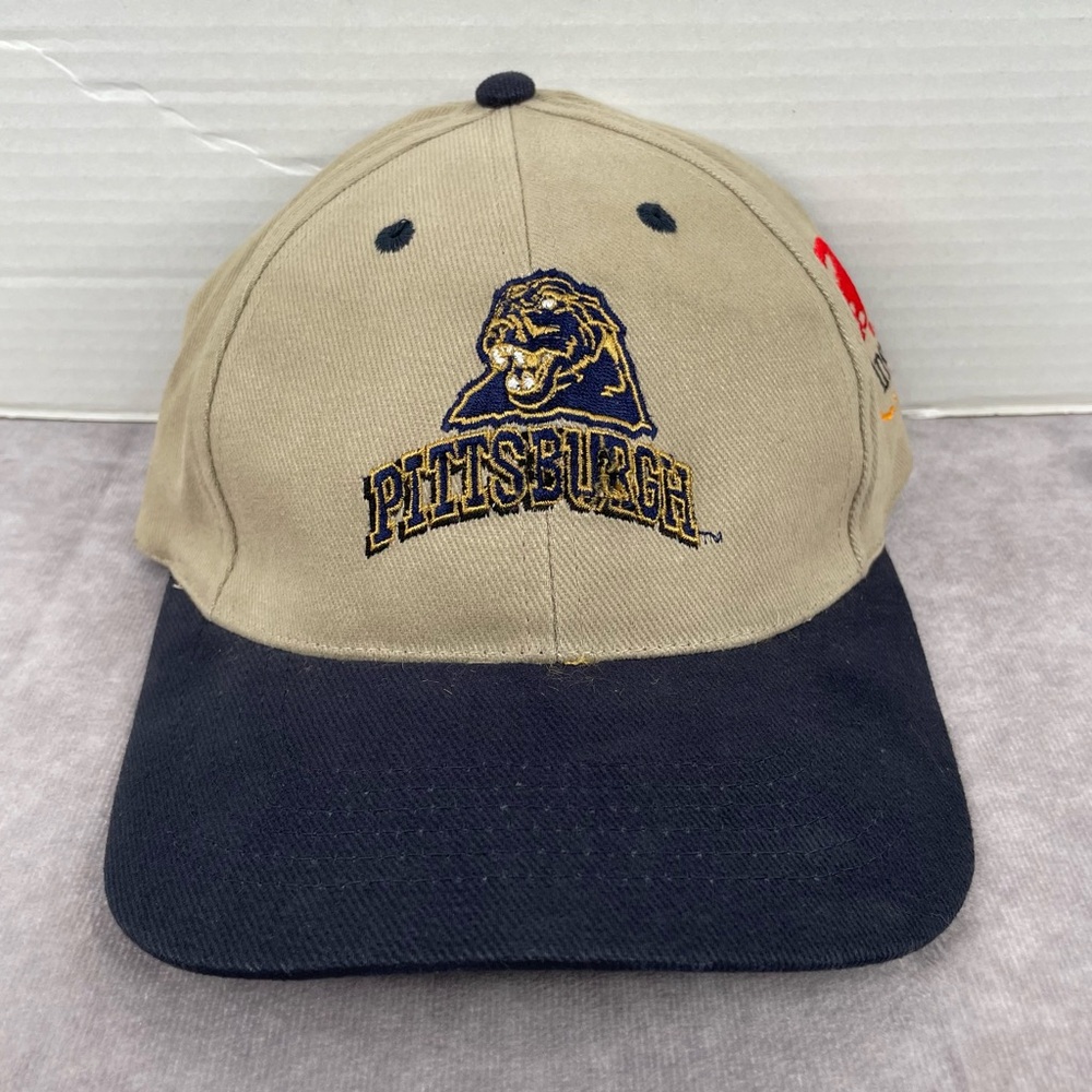Vintage Pittsburgh Panthers UP Hat Cap Beige Snapback NCAA Adjustable Retro
